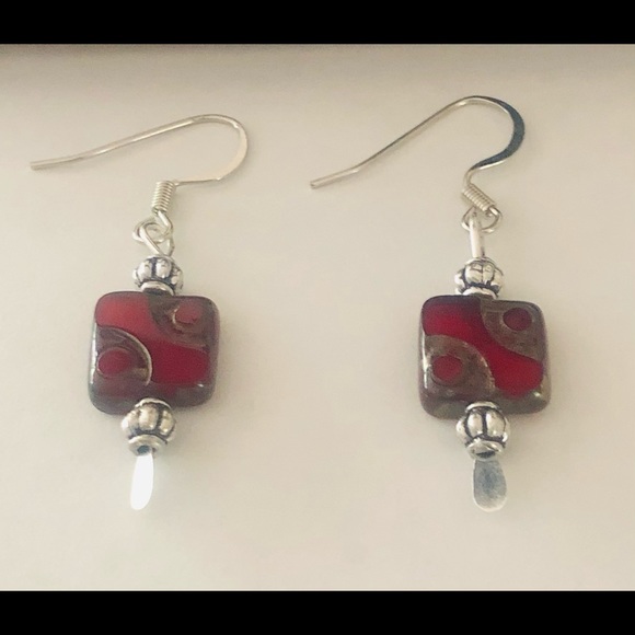 Ruby Red Glass Heart Pendant Necklace and Earrings - Picture 7 of 12